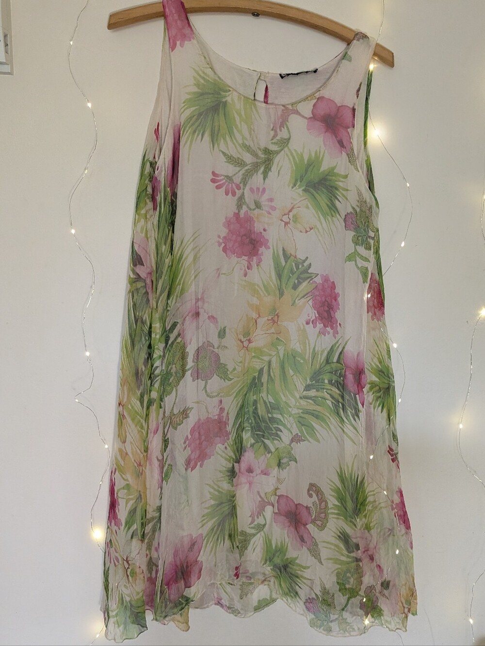 Silk Tropical Print Dress - Vacation Summer Wear - Picture 11 of 12